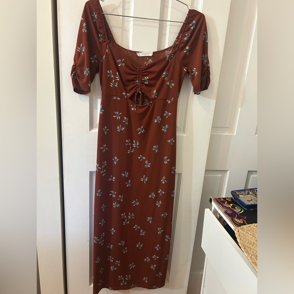 Lush Rust Floral Maxi Dress